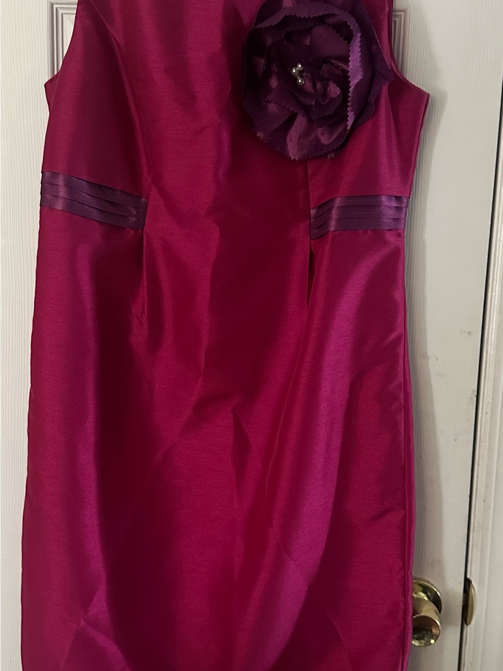 Fuchsia Sheath Dress with Floral Accent